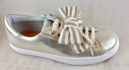 MOBY DICK gold leather sneaker with bow