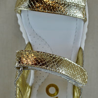 CIAO handmade sandal in fuchsia, white, gold leather