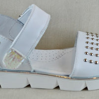 CIAO white leather sandal with studs