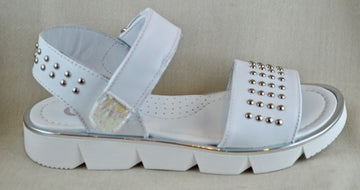 CIAO white leather sandal with studs