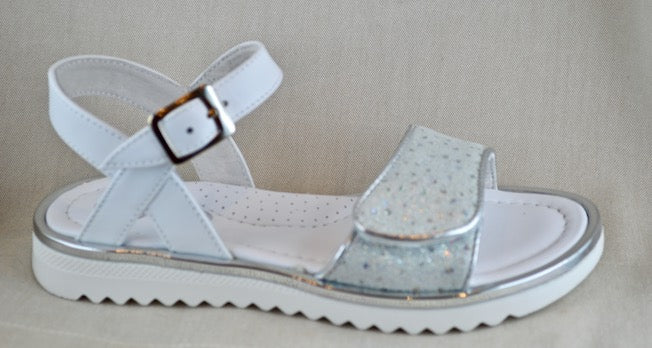 CIAO silver white leather sandal