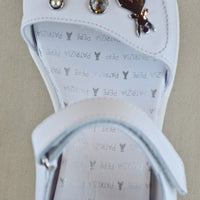 PATRIZIA PEPE white leather sandal with logo