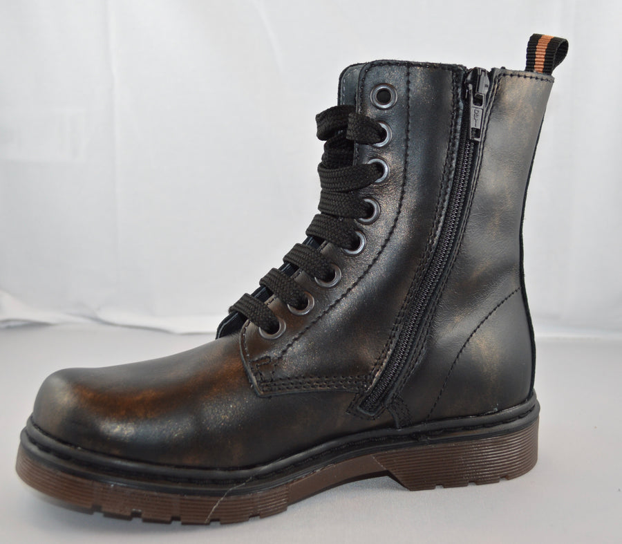 BOOTS in genuine leather with black or bronze black zip
