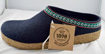 HAFLINGER pantofola suola sughero in lana blu o rosso