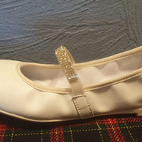 THE PRECIOUS Ballet flats in cream or blue Swarosky leather